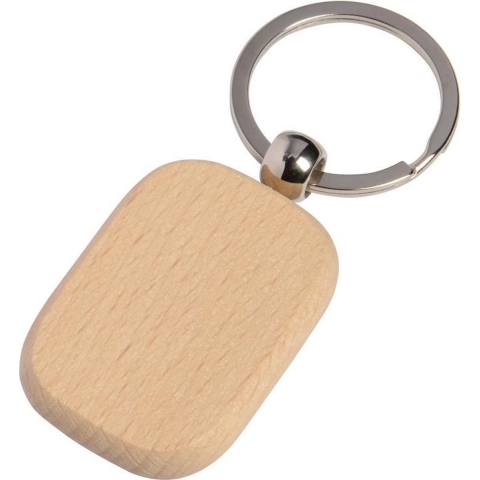 30x stuks houten sleutelhangers met metalen ring 8 cm -