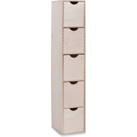 Kantoor organizer ladeblok - 5 lades - 21 x 18 x 87 cm - hout -