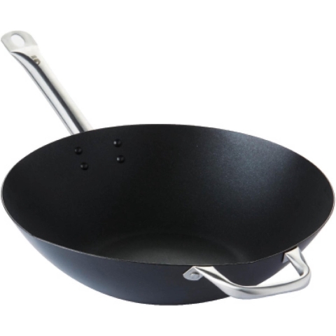 Point-Virgule wok uit carbonstaal met Excalibur antikleeflaag Ã¸ 36cm