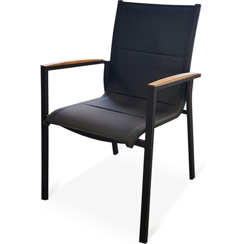 Foxx Stockable Chair Antraciet / Teak - Tierra Outdoor