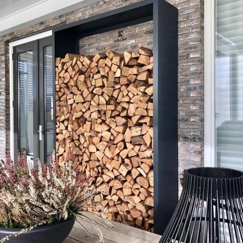 Houtopslag Beltza Zwart 100 x 38.5 x 150 cm - Geroba