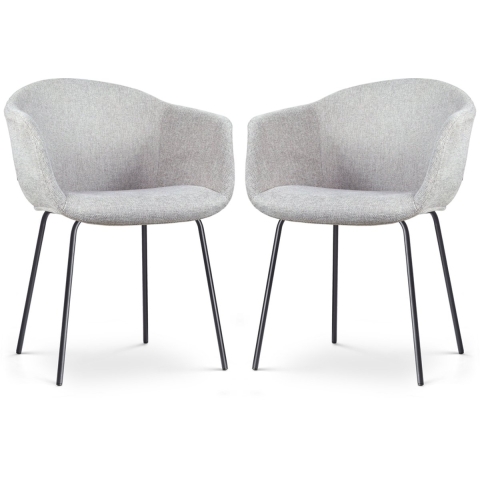 Nolon Nora-Otis Eetkamerstoelen Set van 2 - Lichtgrijs - Zwarte Poten