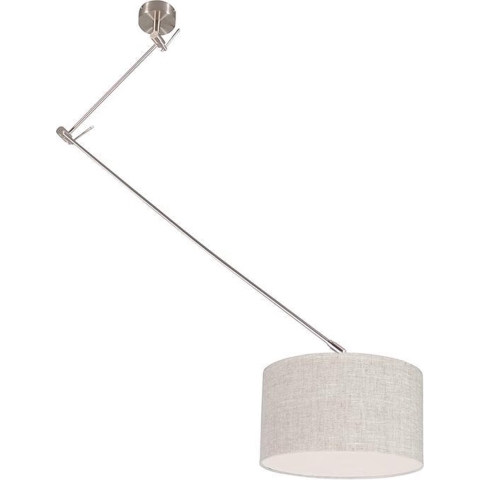 QAZQA Hanglamp staal met kap 35 cm grijs verstelbaar - Blitz