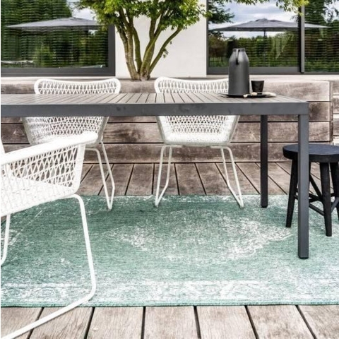 Eva Interior Buitenkleed Rond sage - Groen - dubbelzijdig 200cm