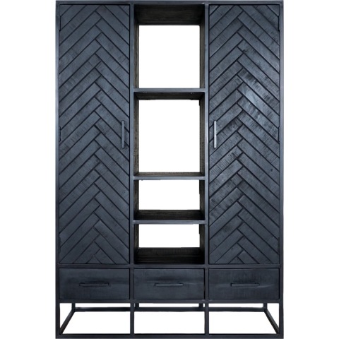 Home67 - Kast Raya Visgraat - Zwart Mangohout - 180 x 120 cm