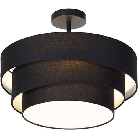 QAZQA Moderne plafondlamp zwart 45 cm 3-lichts - Drum Trio