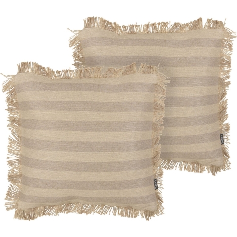Beliani - CIRSIUM - Sierkussen set van 2 - Beige - 45 x 45 cm - Jute