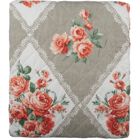 Clayre & Eef Bedsprei 240x260 cm Grijs Roze Katoen Polyester