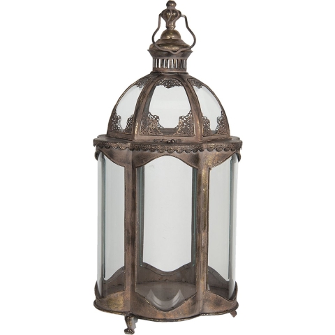 Clayre & Eef Lantaarn 69 cm Koperkleurig Ijzer Rond Kaarsenhouder