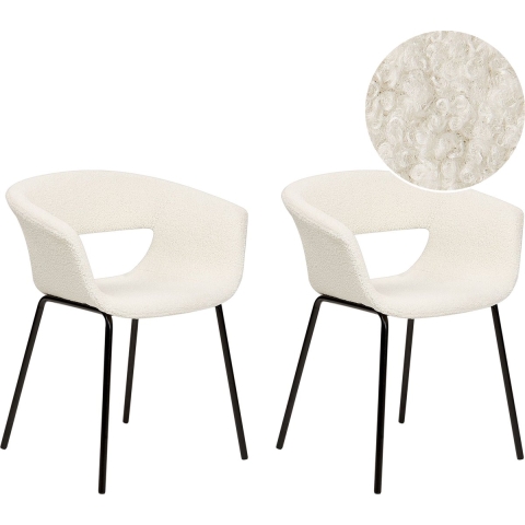 Beliani - CASEY - Eetkamerstoelen set van 2 - Off-white - Polyester