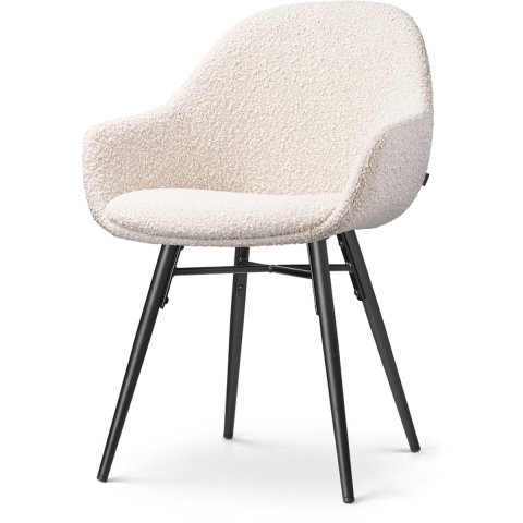 Nolon Nena-Mae Eetkamerstoel Bouclé Beige - Zwarte Houten Poten