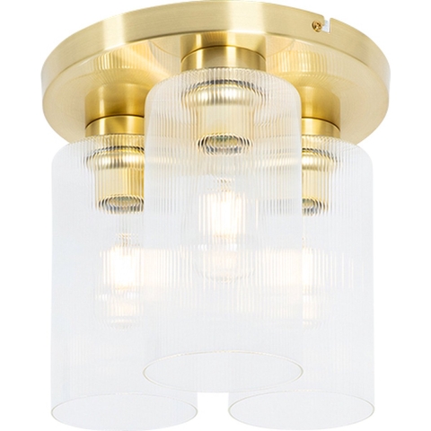 QAZQA Art Deco plafondlamp goud met glas 3-lichts - Laura