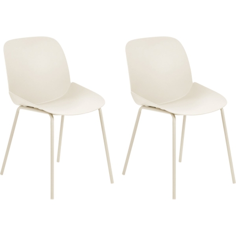 Beliani - MILACA - Eetkamerstoel set van 2 - Beige - Plastic