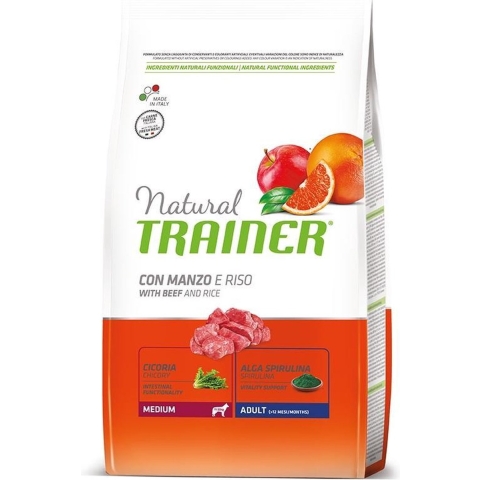 Trainer Natural Medium met Rundvlees, Rijst & Ginseng - Dubbelpak: 2 x 12 kg