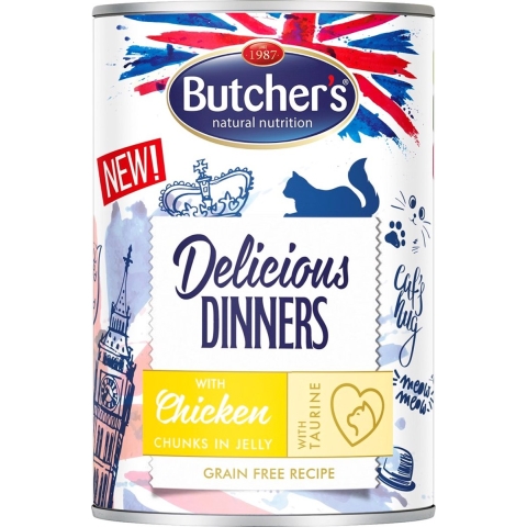 48x 400g Butcher's Delicious Dinners Cat met Kip Natvoer