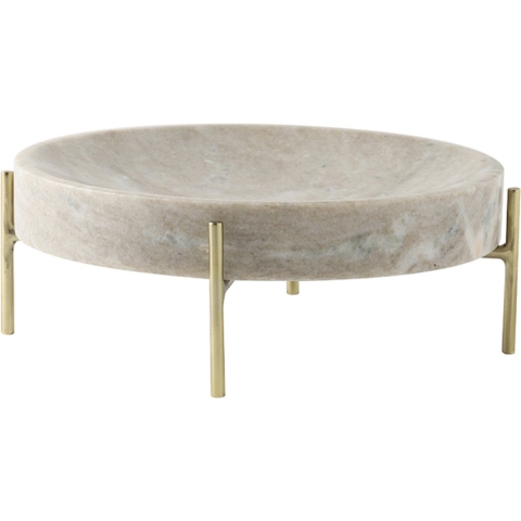 Light&living Schaal op voet Ø27x9 cm ELSEMIEK bruin-wit marmer+goud