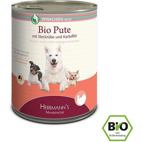12x800g Herrmann's Menu Bio kalkoen met bio wortelen en bio aardappelen