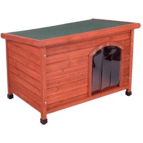 - M: B 104 x D 66 x H 70 cm - Woody Platdak-Hondenhok met Kunststof Deur
