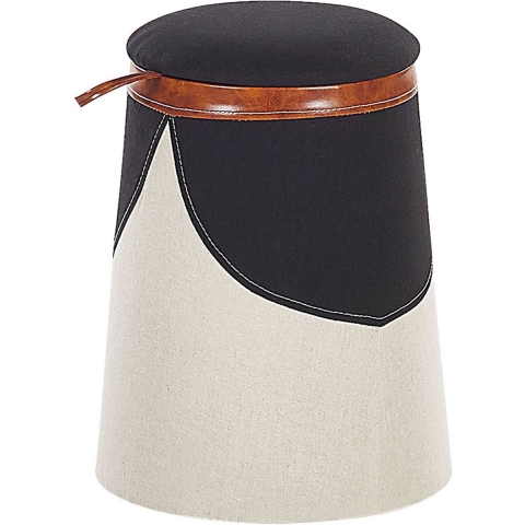 Beliani - APACHE - Poef - Beige - 33 cm - Kunstlinnen