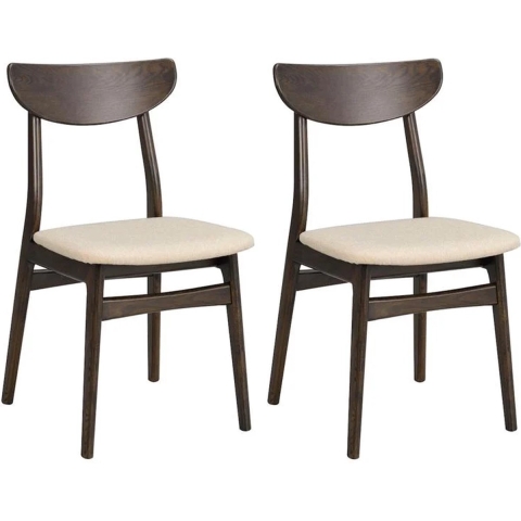 Rowico Home Rodham Eetkamerstoel Donker Eiken - Beige - Set Van 2