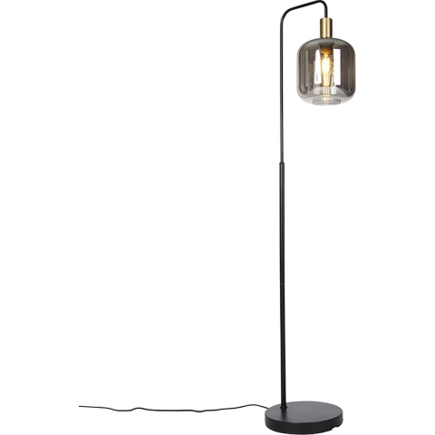 QAZQA Design vloerlamp zwart met goud en smoke glas - Zuzanna