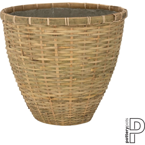 Pottery Pots Bloempot-Plantenbak Cement-Bamboe D 25 cm H 29 cm