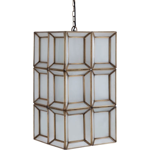 PTMD Layra White milk glass hanging lamp antique
