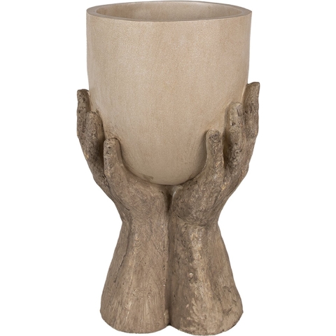 Clayre & Eef Bloempot Handen 37 cm Beige Polyresin Plantenpot