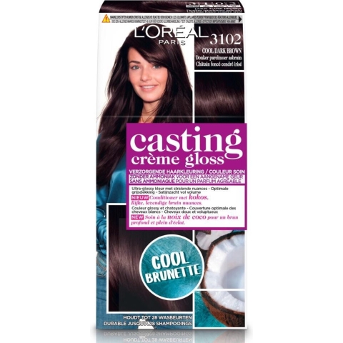 6x L'Oréal Casting Crème Gloss Semi-Permanente Haarkleuring 3102 - Cool Dark Brown - Donker Parelmoer Asbruin