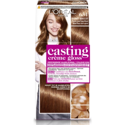 6x L'Oréal Casting Crème Gloss Semi-Permanente Haarkleuring 634 Honey Biscuit - Donker Goud Koperblond