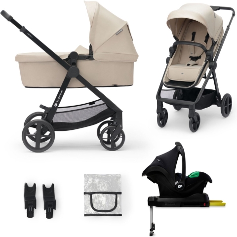 Kinderwagen Kinderkraft Newly 4-in-1 Pro Sand Beige met Autostoel en Base