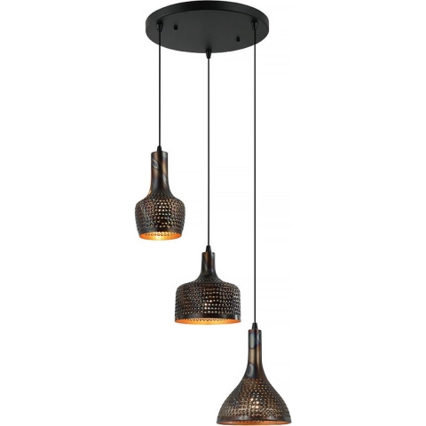 Hanglamp Fuoco Bruin Zwart 3 Lichts Ø 35cm E27 Fitting