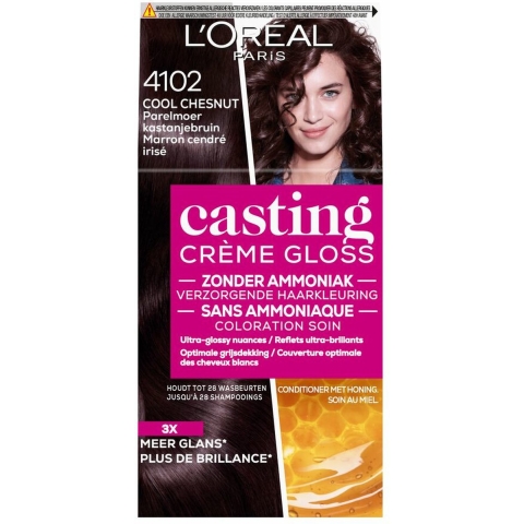 6x L'Oréal Casting Crème Gloss Semi-Permanente Haarkleuring 4102 Cool Chestnut - Parelmoer Kastanjebruin