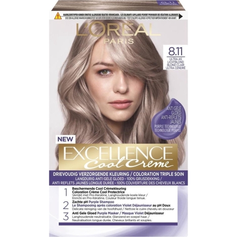 6x L'Oréal Excellence Cool Crème Permanente Crèmekleuring 8.11 - Ultra As Lichtblond
