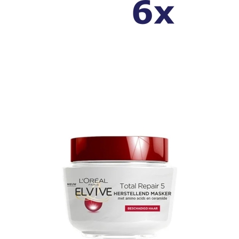 6x L'Oréal Elvive Total Repair 5 Haarmasker 300 ml