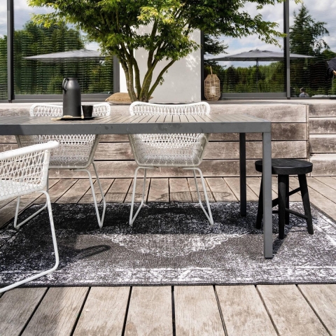 Eva Interior Buitenkleed Rond Sage - Zwart - dubbelzijdig 200cm