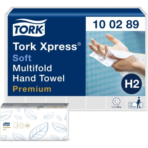 Handdoek Tork H2 100289 Premium 2laags 21,2x25,5 cm 21x150st
