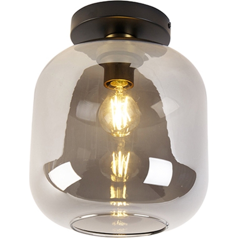 QAZQA Design plafondlamp zwart met goud en smoke glas - Zuzanna