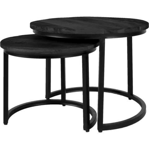 Home67 - Industriële Salontafel Set van 2 Jelle - Zwart Mangohout