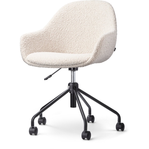 Nolon Nout-Mae Bureaustoel Bouclé Beige - Armleuning - Zwart Onderstel