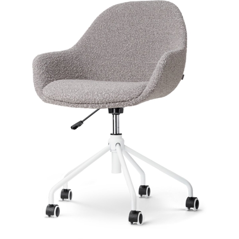 Nolon Nout-Mae Bureaustoel Bouclé Taupe - Armleuning - Wit Onderstel