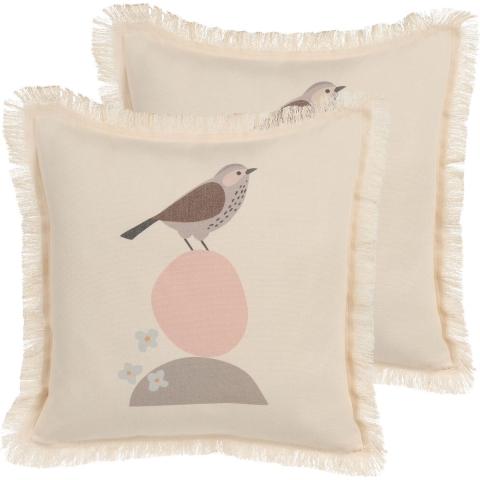 Beliani-WATTLE-Sierkussen set van 2-Beige-60 x 60 cm-Polyester