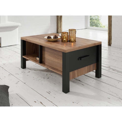 Meubella Salontafel Olivia - Zwart - Eiken - 90 cm