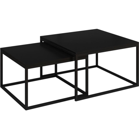 Meubella Salontafel Styler - Mat Zwart - 70 cm - set van 2