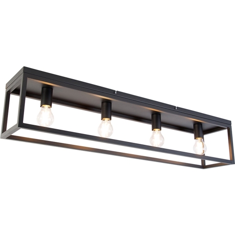 QAZQA Smart plafondlamp zwart 99,5 cm incl. 4 Wifi A60 - Cage