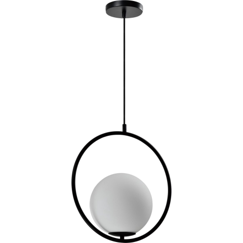 QUVIO Hanglamp glas rond zwart - QUV5122L-BLACK