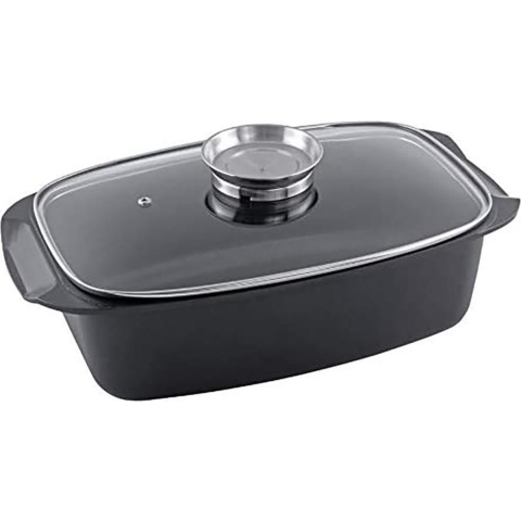 Alpina Braadslee met Glazen Deksel 5.5L 39.5x22.5x10.8 cm Zwart