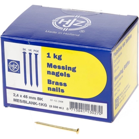 Hoenderdaal Draadnagel Messing Bombekop 2.4X45 | 1 kg - 8003.20.00710