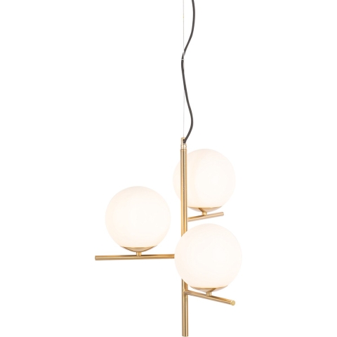 QAZQA Art Deco hanglamp goud met glas opaal 3-lichts - Flore