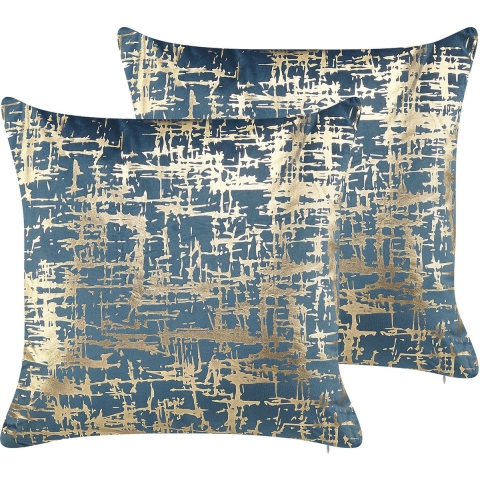 Beliani-GARDENIA -Sierkussen set van 2-Blauw-45 x 45 cm-Fluweel